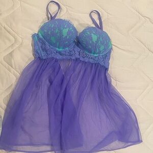 Victoria's secret Elegant Purple and aqua Lace Chemise babydoll